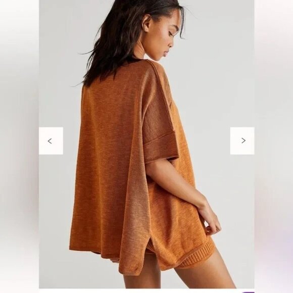 FP BEACH Winnie Oversized Sweater Tee Size L Mustard Cotton - Picture 2 of 15